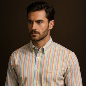 Alan Flusser Multicolor Striped Button-Down Shirt – Size M